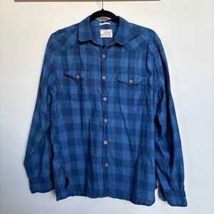 Lucky Brand Blue Plaid Cotton Button Up Shirt Mens Large Classic Fit Casual